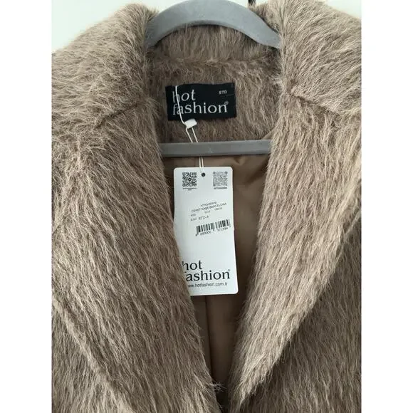 Women Faux Fur Jacket Soft Warm Plush Coat Outerwear Elegant Chic - Picture 9 of 10